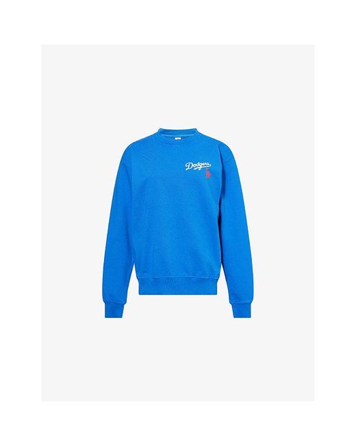 Sporty & Rich Blue Dodgers Serif Round-Neck Cotton-Jersey Sweatshirt