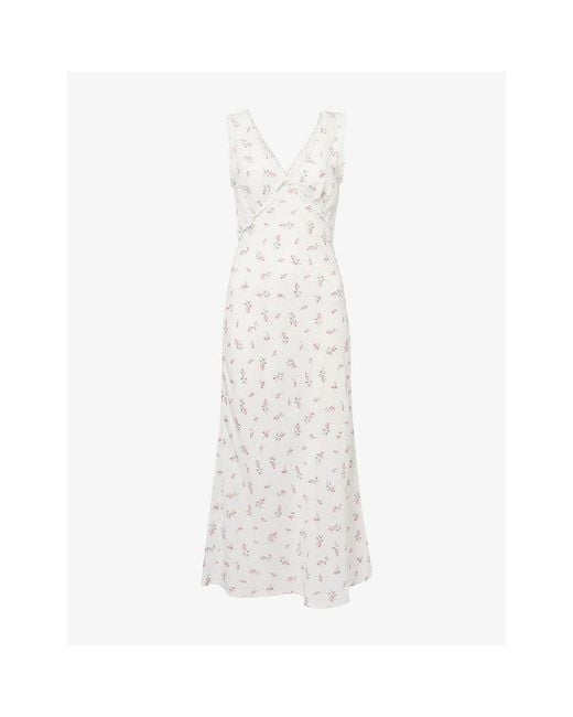 Rixo White Sandrine Linen-Blend Midi Dress