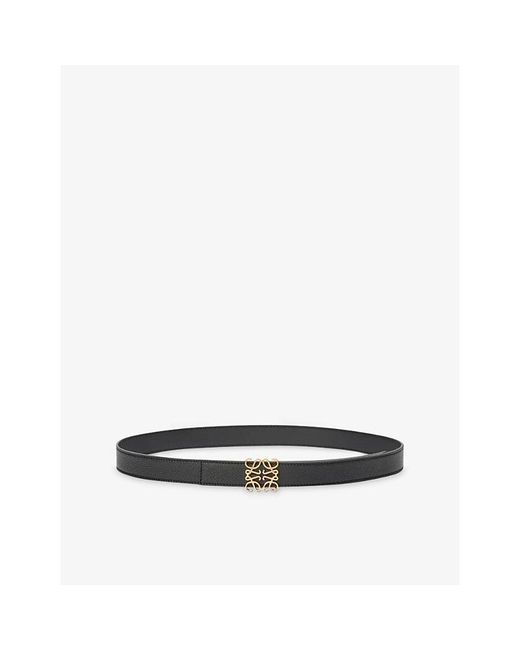 Loewe White Anagram Reversible Leather Belt