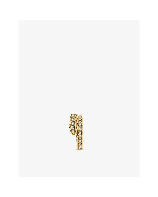 BVLGARI Metallic Serpenti Viper 18Ct- Mother-Of-Pearl, 0.82Ct Round Brilliant-Cut Diamond Ring