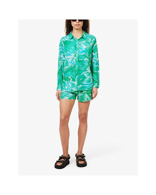 Melissa Odabash Green Millie Abstract-pattern Woven Shirt