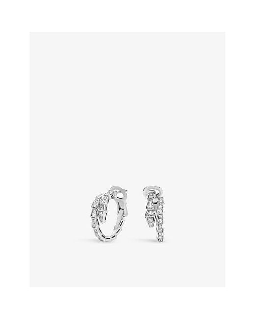 BVLGARI White Serpenti Viper 18Ct- And 0.75Ct Diamond Earrings