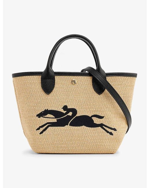Longchamp Black Le Panier Logo-embroidered Canvas Top-handle Bag