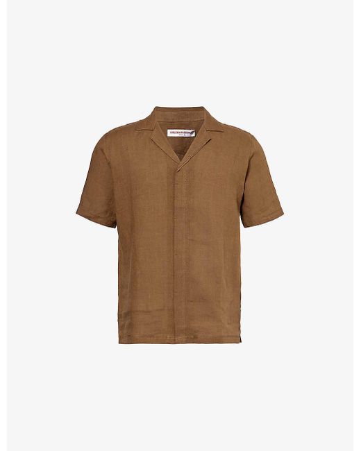 Orlebar Brown Brown Maitan Spread-collar Regular-fit Linen Shirt X for men