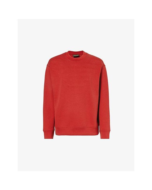 Emporio Armani Red Logo-embossed Stretch Cotton-blend Sweatshirt X for men
