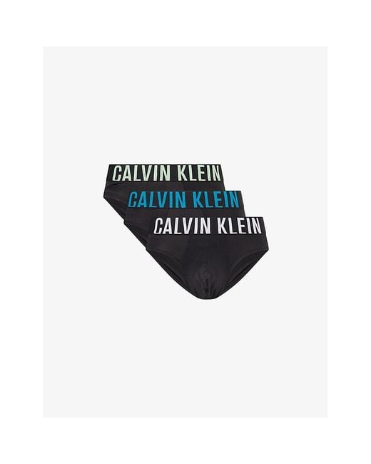 Calvin Klein Black Intense Power Pack Of Three Stretch-Jersey Briefs for men