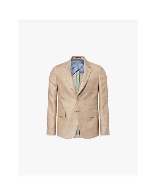 Paul Smith Natural Single-Breasted Buggy-Lined Linen And Wool-Blend Blazer for men