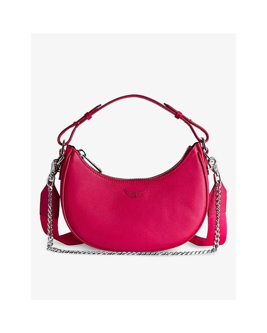 Zadig & Voltaire Moonrock Grained-leather Shoulder Bag in Pink | Lyst