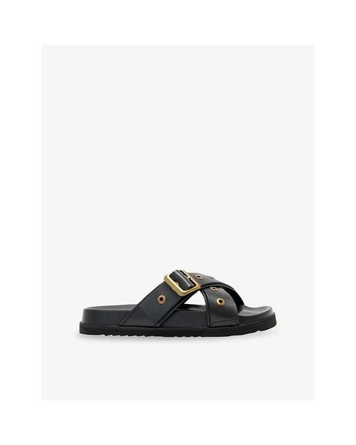 AllSaints Black Suki Leather Sandals