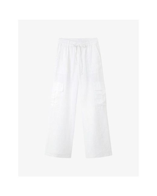 The White Company White The Company Utility Wide-leg Mid-rise Linen Trousers