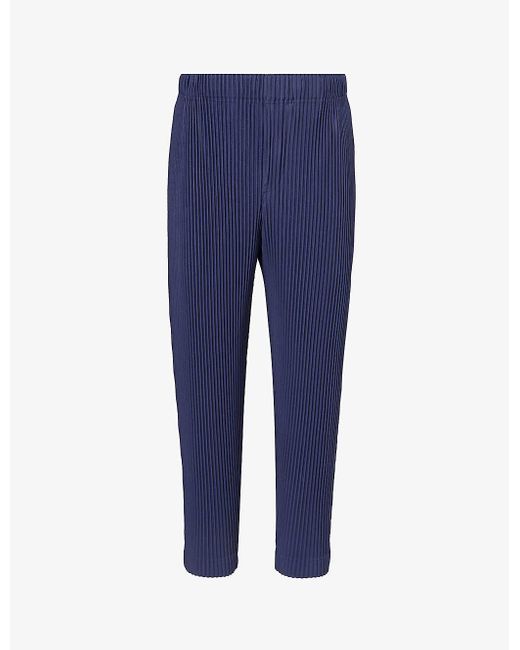 Homme Plissé Issey Miyake Blue Pleated Tapered-leg Regular-fit Knitted Trousers for men