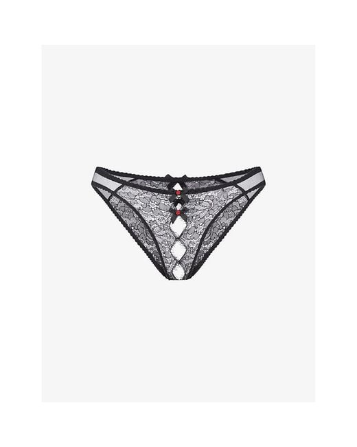 Agent Provocateur White Lorna Panelled-Lace And Mesh Briefs