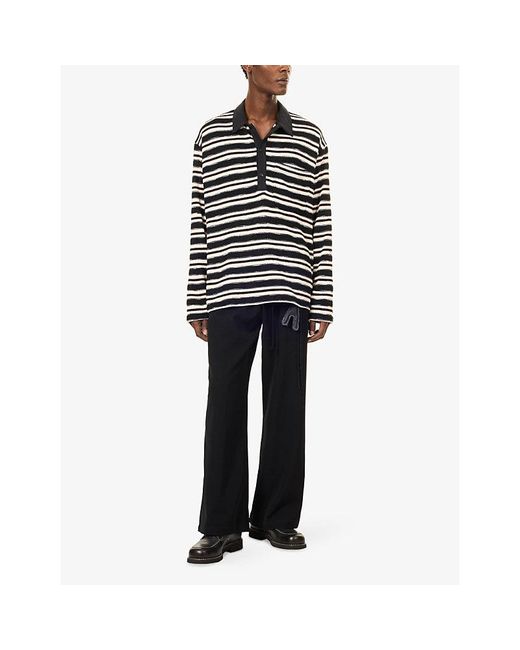 Song For The Mute Black Wide-Leg Relaxed-Fit Woven Trousers for men