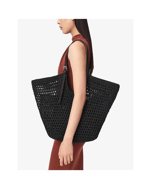 AllSaints Black Ara Knotted Leather Tote Bag