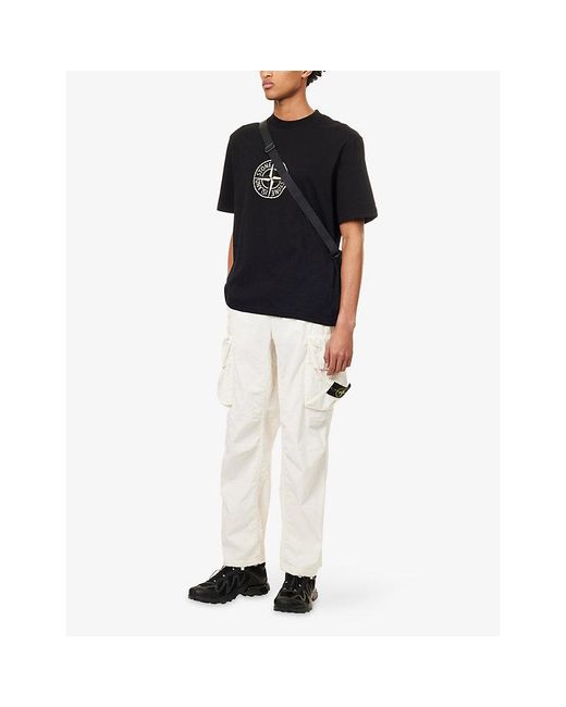 Stone Island White Compass-Badge Ripstop Cotton-Blend Cargo Trousers for men