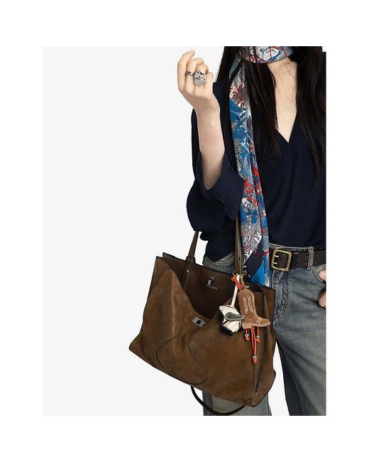 Zadig & Voltaire Brown Jack Suede Top-Handle Bag