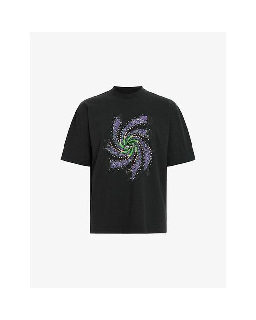 AllSaints Black Fraktyl Graphic Logo-print Organic-cotton T-shirt X for men
