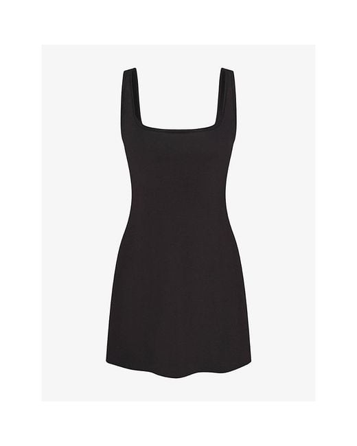 Skims Black Scoop-Neckline Cotton-Jersey Mini Dress