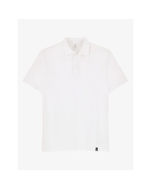 Boggi White Short-Sleeved Branded-Tab Stretch-Cotton Polo Shirt for men