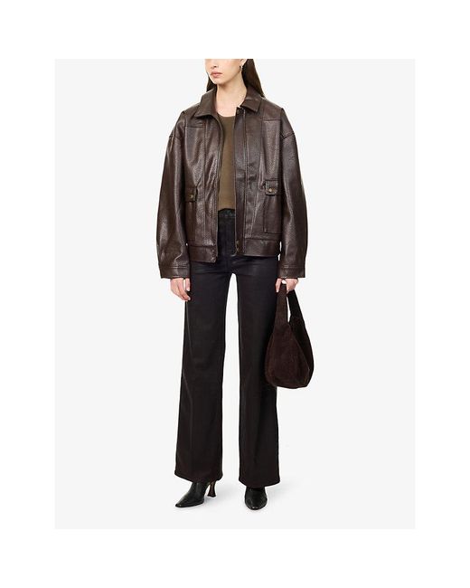 PAIGE Brown Ashland Faux Leather Jacket