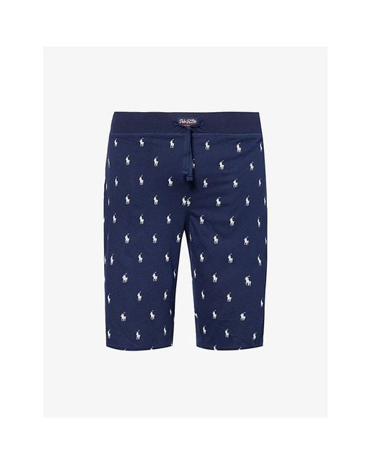 Polo Ralph Lauren Blue Cotton-Jersey Logo-Print Pyjama Shorts for men