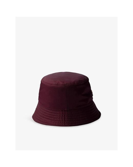 Prada Red Logo-Plaque Nylon Bucket Hat