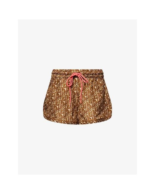 Zimmermann Brown Coco Relaxed Silk Shorts