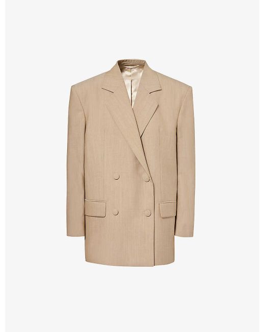 Givenchy Natural Double-breasted Notched-lapel Wool Blazer