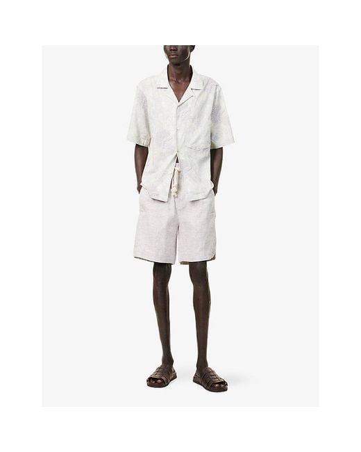 Eleventy Gray Welt-Pockets Drawstring Linen-Blend Shorts for men
