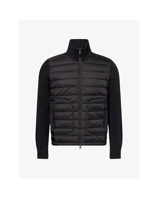 Moncler Black Hybrid Zip-Up Padded And Knit Cardigan for men