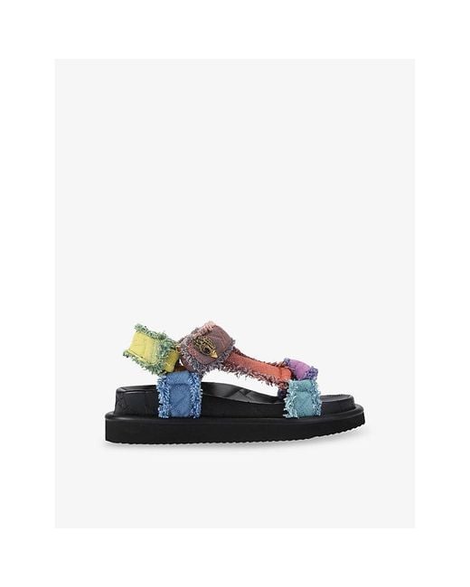 Kurt Geiger Blue Orson Quilted Woven Sandals