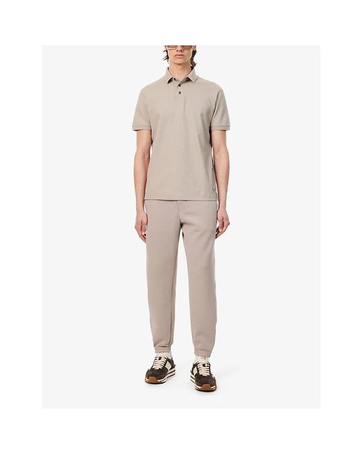 Emporio Armani Natural Brand-patch Relaxed-fit Cotton Polo Shirt for men