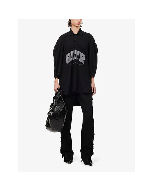 Jean Paul Gaultier Black X Shayne Oliver Oversized Woven Polo Shirt