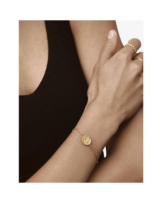Monica Vinader White Deia Beaded-Chain 18Ct-Plated Vermeil Sterling- Pendant Bracelet