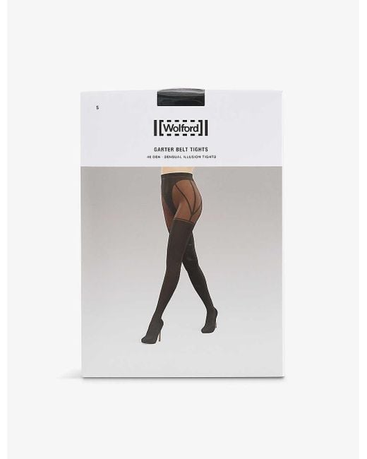 Wolford White Garter-belt Stretch-woven Tights