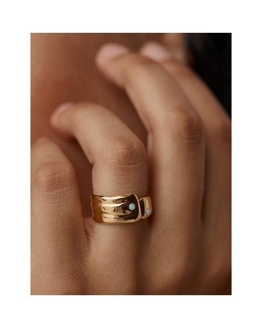 Monica Vinader Metallic Amaia Bold 18Ct Vermeil And Amazonite Ring