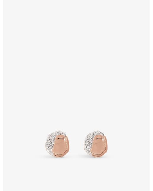 Monica Vinader Metallic Riva Shore 0.03ct Diamond And 18ct Rose Gold-plated Vermeil Sterling Silver Stud Earrings