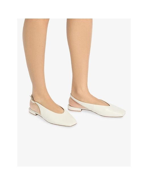 Dune White Heartbeat Leather Sling-Back Ballet Flats