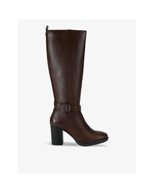 Carvela Kurt Geiger Brown 2 Wide-Fit Leather Heeled Knee-High Boots