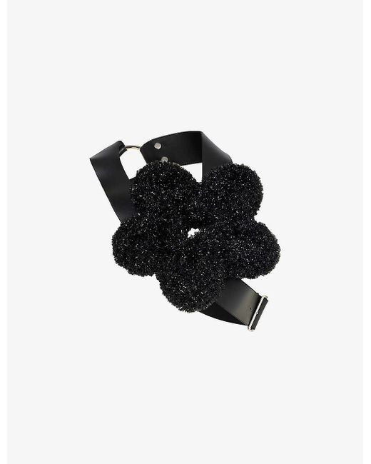 Noir Kei Ninomiya Black Padded Floral-embellished Faux Leather Harness