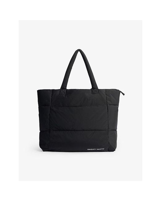Sweaty Betty Black Nimbus Cloud Padded Recycled-Polyester Tote Bag