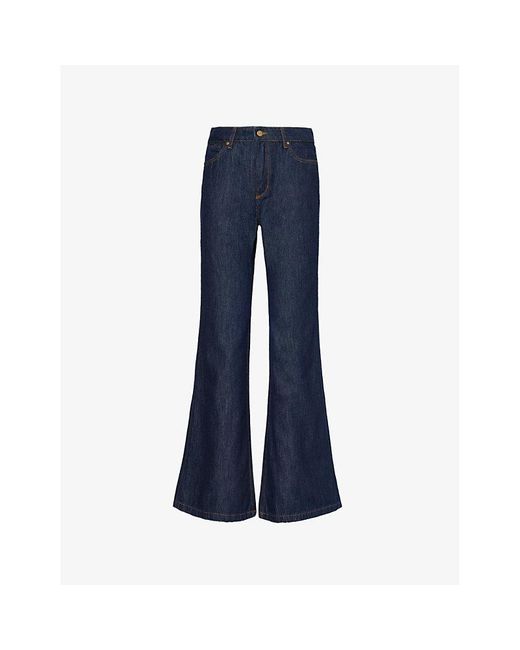 Donna Ida Blue Charlie Flared Wide-Leg Mid-Rise Denim Jeans