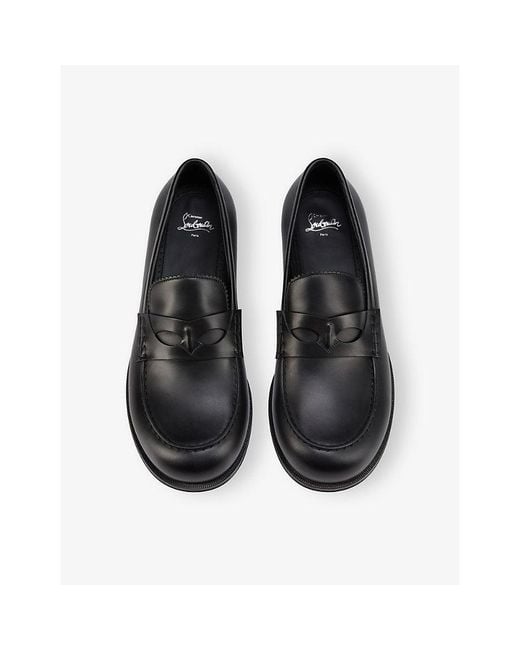 Christian Louboutin Black Circ Leather Loafers for men