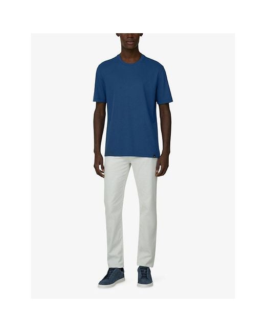 Boggi Blue Branded Short-Sleeved Cotton-Blend T-Shirt for men