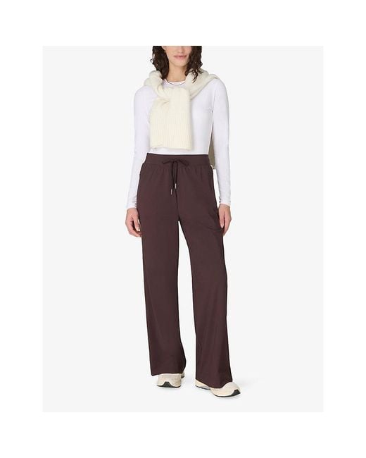 Sweaty Betty Brown Explorer Side Stripe Wide-Leg Stretch-Woven Trousers