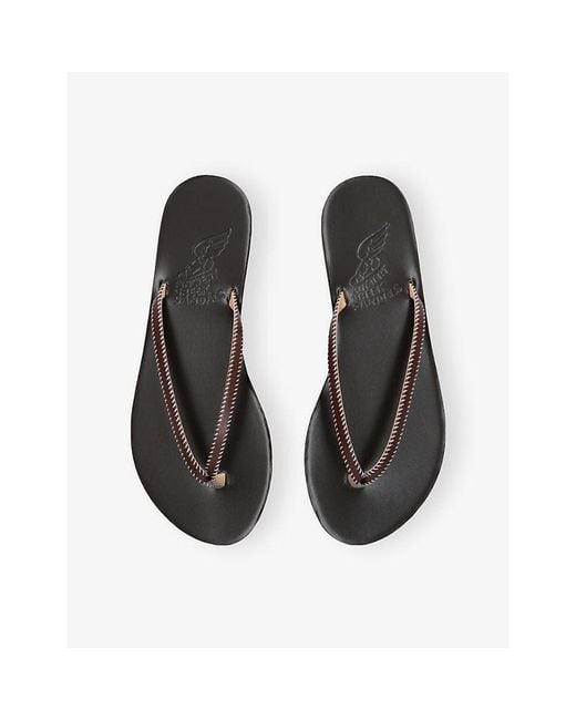 Ancient Greek Sandals White Saionara Stitch Leather Sandals