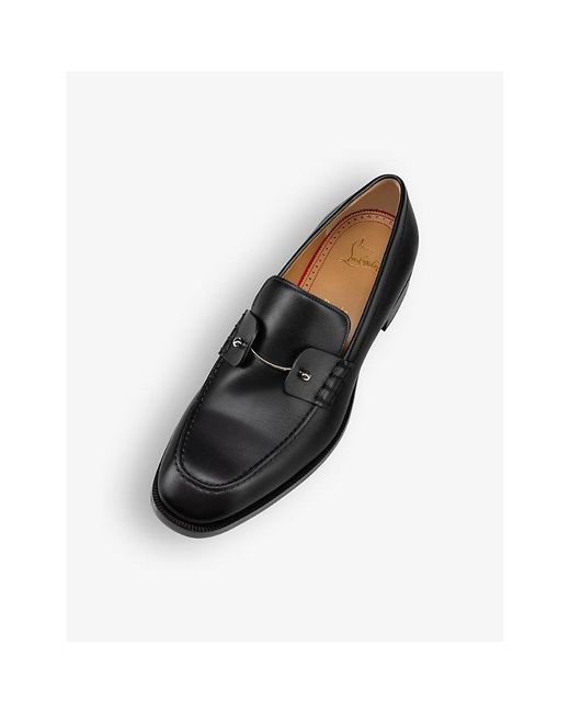 Christian Louboutin Black Chambelimoc Brand-monogram Leather Derby Shoes for men