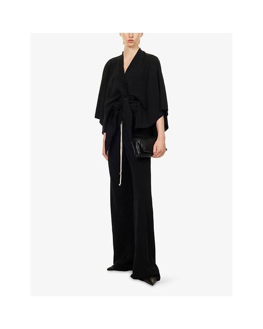 Rick Owens Black Half-Moon Tie Woven Top