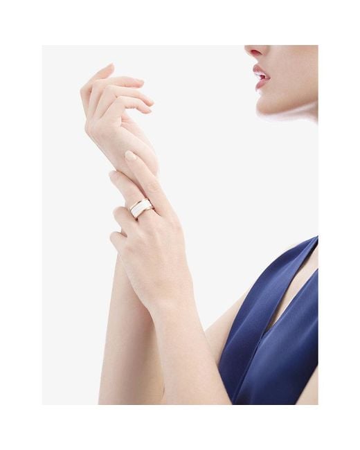 BVLGARI White B.Zero1 Four-Band 18Ct Rose- And Ceramic Ring