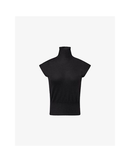 Rick Owens Black Sleeveless Turtle-Neck Cashmere Jumper